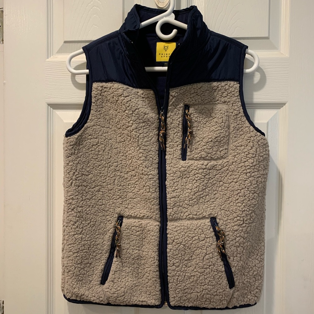 Prince & Fox blue and faux Sherpa vest